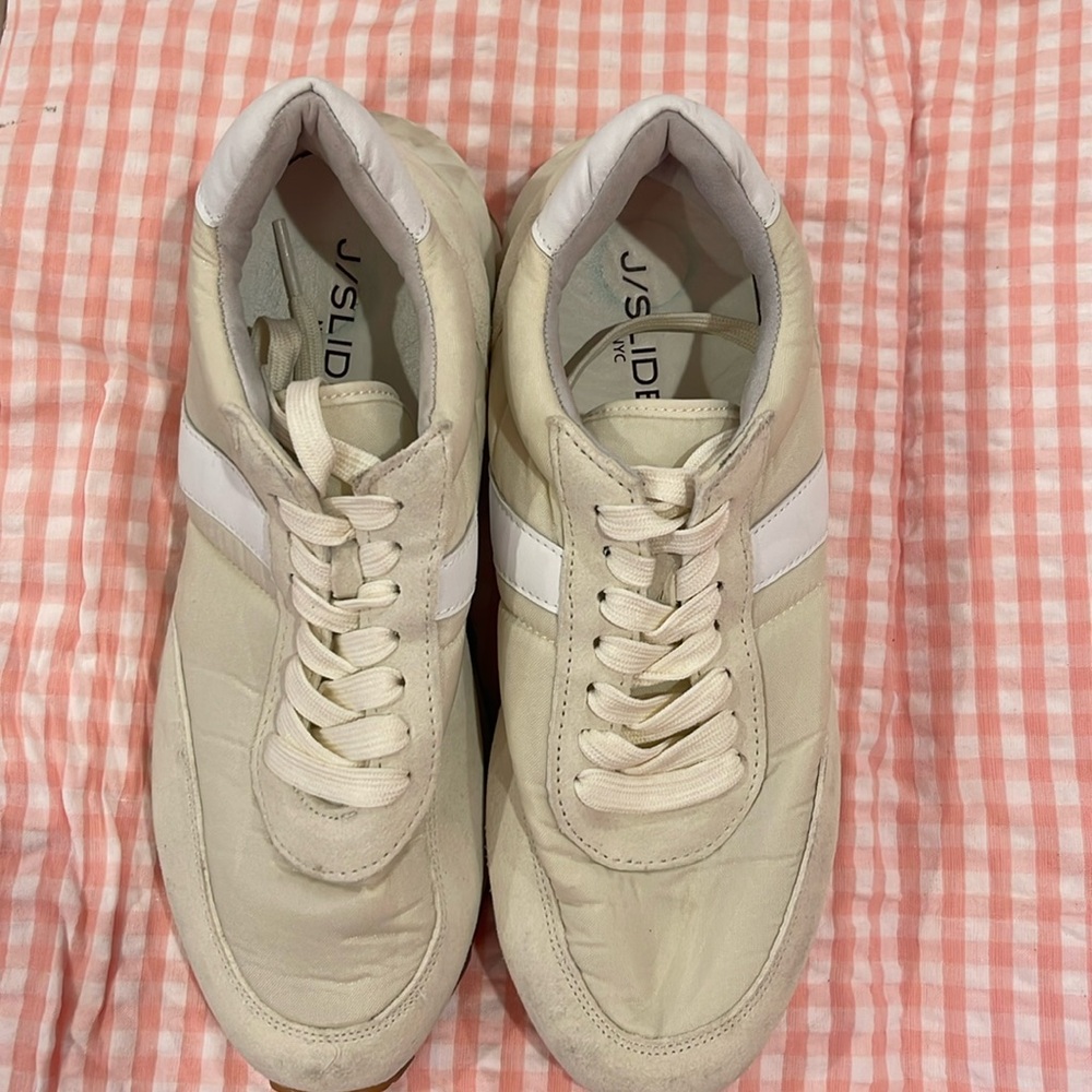 J Slides NYC Eddie white suede retro sneaker. SZ 8